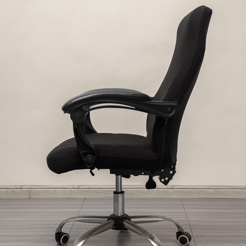 Melaluxe Office Chair Cover - Universal Stretch Desk Chair Cover, Computer Chair Slipcovers (Size: L) - Black - Image 4