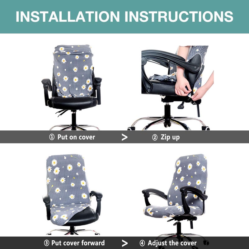 Melaluxe Office Chair Cover - Universal Stretch Desk Chair Cover, Computer Chair Slipcovers (Size: L) - Black - Image 3