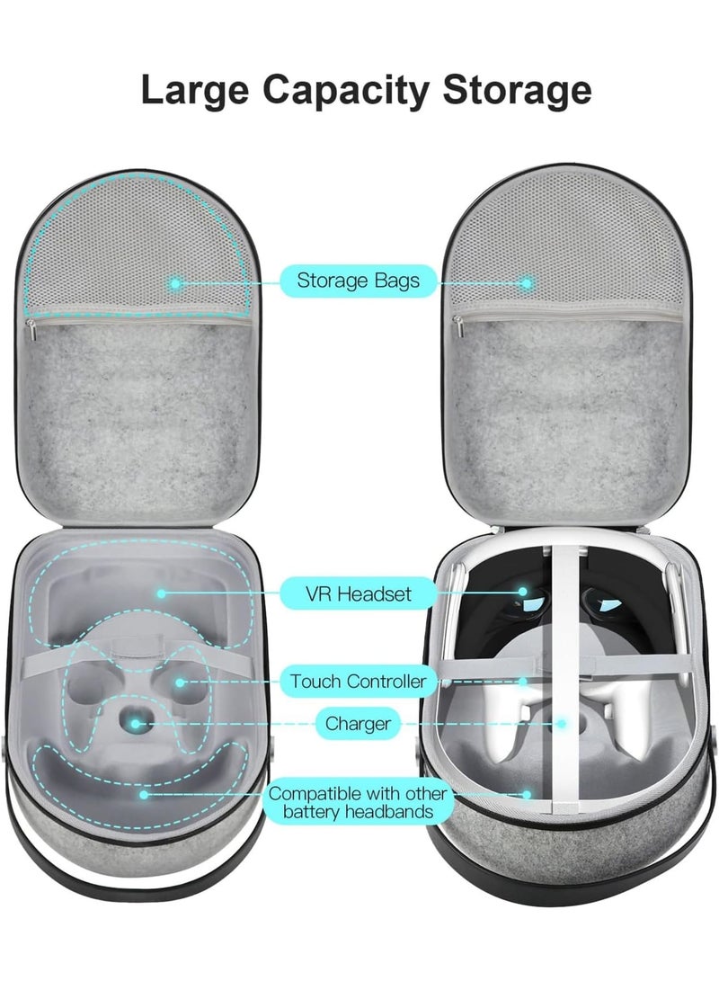 SOLARAE حقيبة حمل صلبة لجهاز Meta Oculus Quest 2/Quest 3/Vision Pro النسخة الأصلية/الإصدار المتميز لسماعة الألعاب VR ووحدات التحكم اللمسية - ملحقات متوافقة للسفر والتخزين المنزلي - Image 4