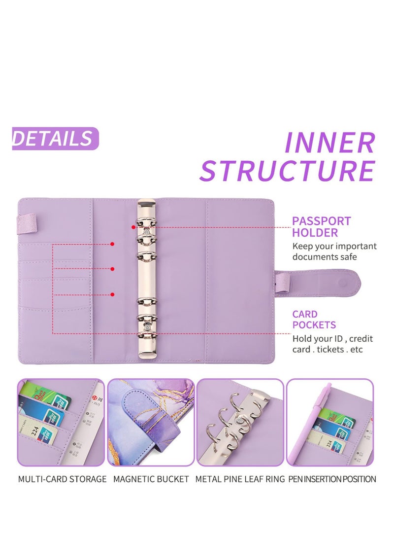 SOLARAE Budget Binder with Zipper Envelopes, Cash Envelopes for Budgeting, A6 PU Leather Budget Binder Planner with 12 Pcs Clear Zipper Envelopes, 12 Pcs Budget Sheets for Budgeting, Saving Money(Pink) - Image 4