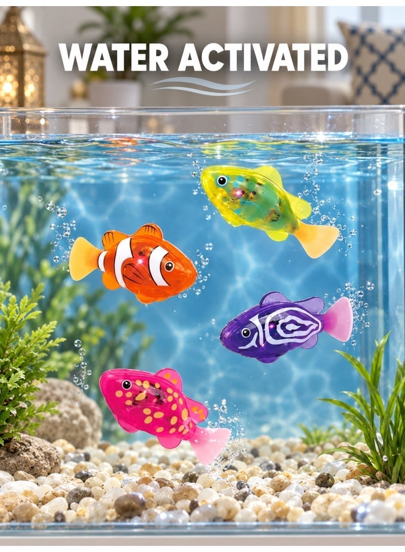 Automatic Swimming Fish Bath Toys with LED Lights, Motion-Activated Interactive Wiggling Fish for Kids, Bathtub Water Play and Pet Entertainment, 4-Piece, Multicolor - Image 5