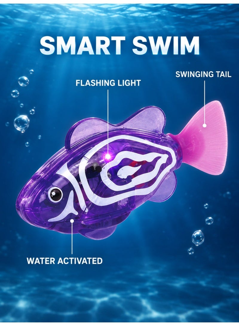 Automatic Swimming Fish Bath Toys with LED Lights, Motion-Activated Interactive Wiggling Fish for Kids, Bathtub Water Play and Pet Entertainment, 4-Piece, Multicolor - Image 4