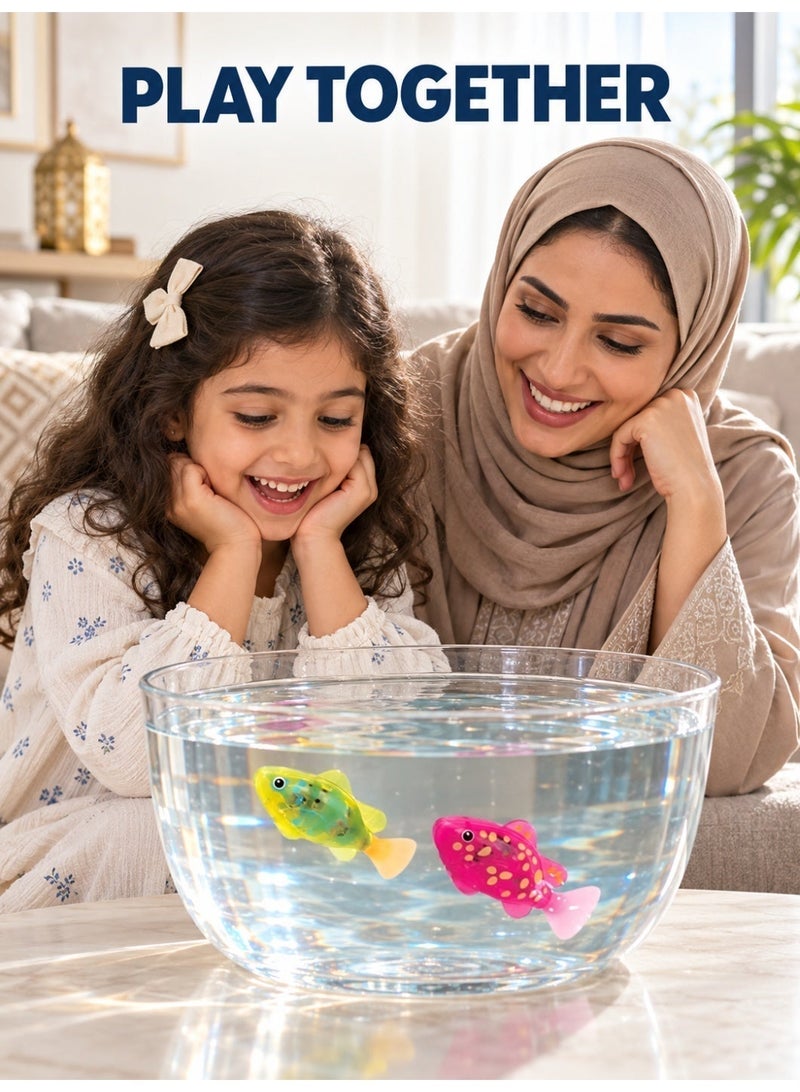 Automatic Swimming Fish Bath Toys with LED Lights, Motion-Activated Interactive Wiggling Fish for Kids, Bathtub Water Play and Pet Entertainment, 4-Piece, Multicolor - Image 3