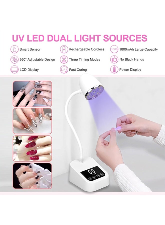 عام U V LED LED NAIL LAMP ، مصباح Cure Cure Flash Goose 27W مصباح MINI U V LIGHT لأظافر الهلام ، ضوء علاج الفلاش اللاسلكي مع 3 أجهزة توقيت وأجهزة استشعار ، مصابيح معالجة سريعة للهلام X ، ثلج أبيض - Image 2