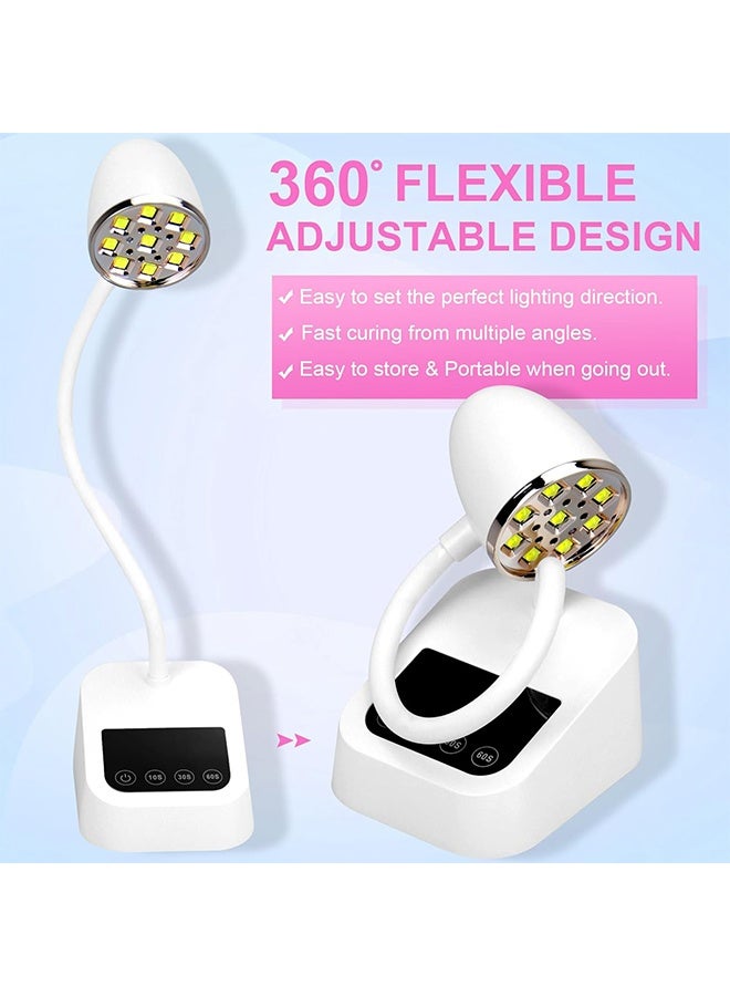 عام U V LED LED NAIL LAMP ، مصباح Cure Cure Flash Goose 27W مصباح MINI U V LIGHT لأظافر الهلام ، ضوء علاج الفلاش اللاسلكي مع 3 أجهزة توقيت وأجهزة استشعار ، مصابيح معالجة سريعة للهلام X ، ثلج أبيض - Image 3