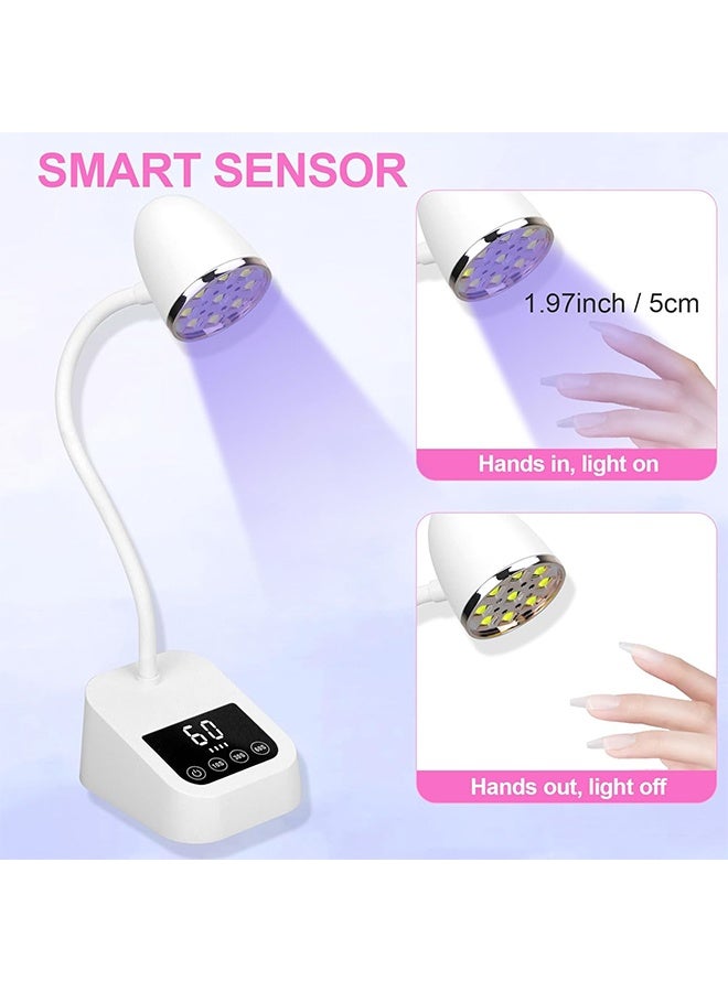 عام U V LED LED NAIL LAMP ، مصباح Cure Cure Flash Goose 27W مصباح MINI U V LIGHT لأظافر الهلام ، ضوء علاج الفلاش اللاسلكي مع 3 أجهزة توقيت وأجهزة استشعار ، مصابيح معالجة سريعة للهلام X ، ثلج أبيض - Image 4