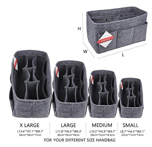 Vercord Felt Purse Organizer Handbag Insert Liner Shaper Bag in Bags for Speedy Neverfull Tote Grey Xlarge - Image 2