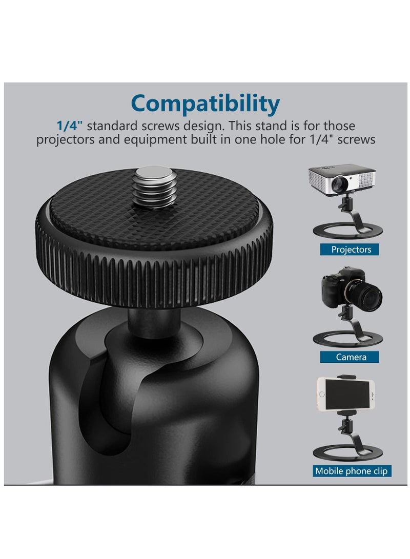 Aluminum Mini Projector Stand with 360° Adjustable Angle, 1/4'' Mounting Screw and Ball Head, Portable Aluminum Alloy Mount for Projectors, Microphones, Cameras, and Webcams. - Image 2