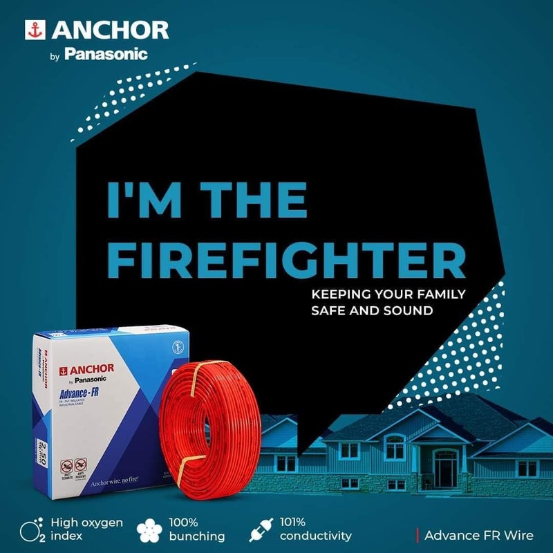 Anchor by Panasonic Advance FR 90m 1 sq.mm Electric Wire, PVC Insulated Class 2 Conductor (100% Copper), Anti-Rodent & Flame Retardant Wire for Domestic & Industrial Use (27390BU) - Image 5