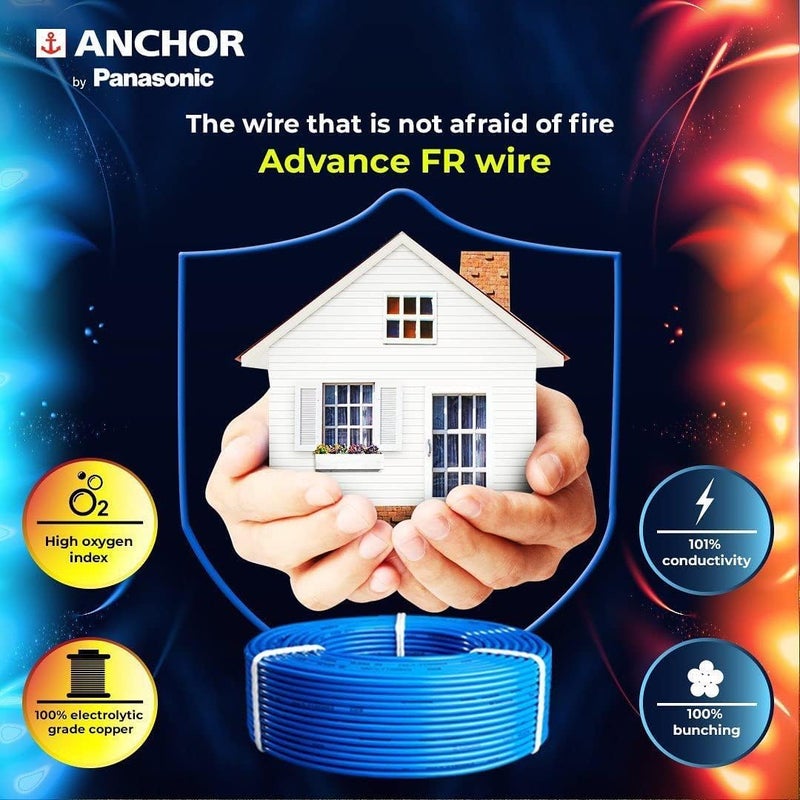 Anchor by Panasonic Advance FR 90m 1 sq.mm Electric Wire, PVC Insulated Class 2 Conductor (100% Copper), Anti-Rodent & Flame Retardant Wire for Domestic & Industrial Use (27390BU) - Image 4