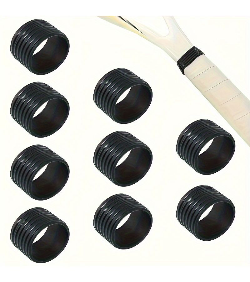 9pcs Black Anti Slip Grip Rings For Tennis Badminton Table Tennis Baseball Bat Sports Accessories Textured Surface Strength Enhancer - Image 5