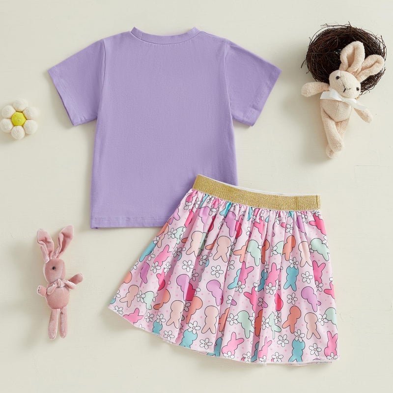 YINGISFITM Toddler Easter Dress outfit Baby Girl Bunny Shirt Sweatshirt Tulle Tutu Skirt Kids Little Girls Easter Clothes (Purple bunny shirt, 2-3 Years) - Image 4