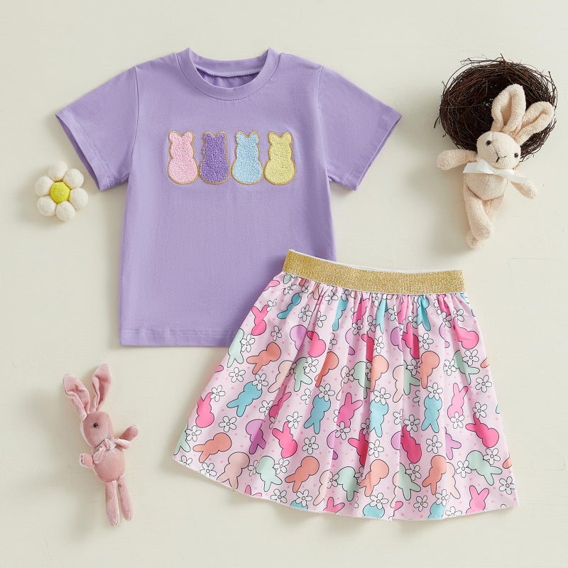 YINGISFITM Toddler Easter Dress outfit Baby Girl Bunny Shirt Sweatshirt Tulle Tutu Skirt Kids Little Girls Easter Clothes (Purple bunny shirt, 2-3 Years) - Image 2