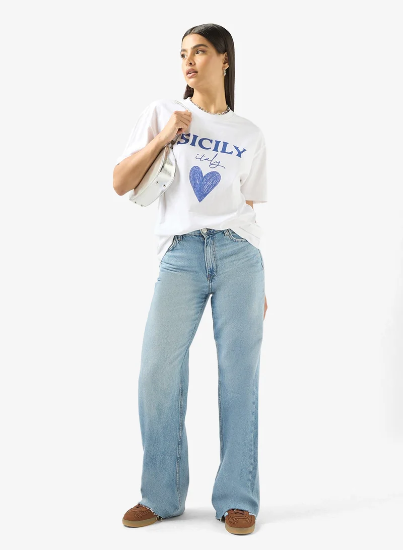 Ginger White Crew Neck Holiday Graphic T-Shirt for Women | Best Price UAE