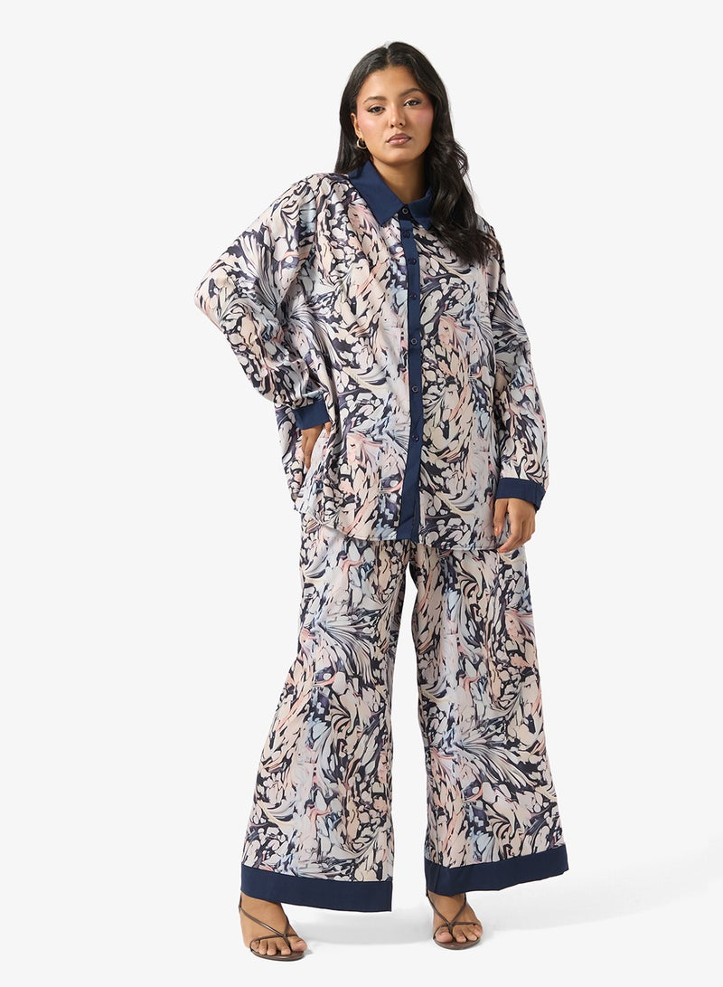 Ella Plus Printed Top & Pant Set - Image 1