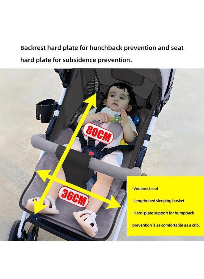 Denzoz Lightweight Stroller Foldable Baby Stroller with Waterproof Canopy Travel Stroller with Cup Holder and Storage Basket 0 to 36 Months Gray Toddler Stroller  - Image 4