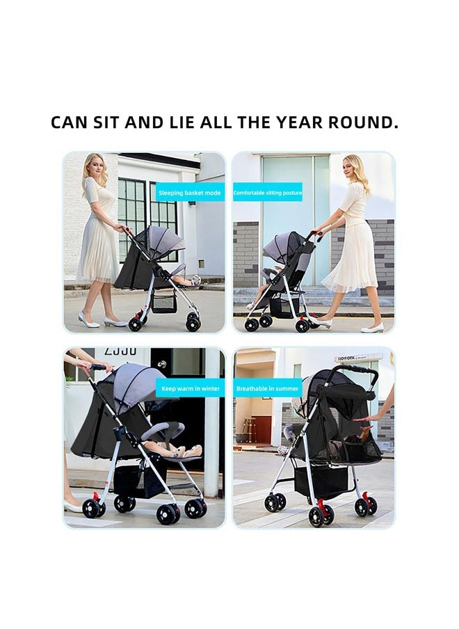 Denzoz Lightweight Stroller Foldable Baby Stroller with Waterproof Canopy Travel Stroller with Cup Holder and Storage Basket 0 to 36 Months Gray Toddler Stroller  - Image 3