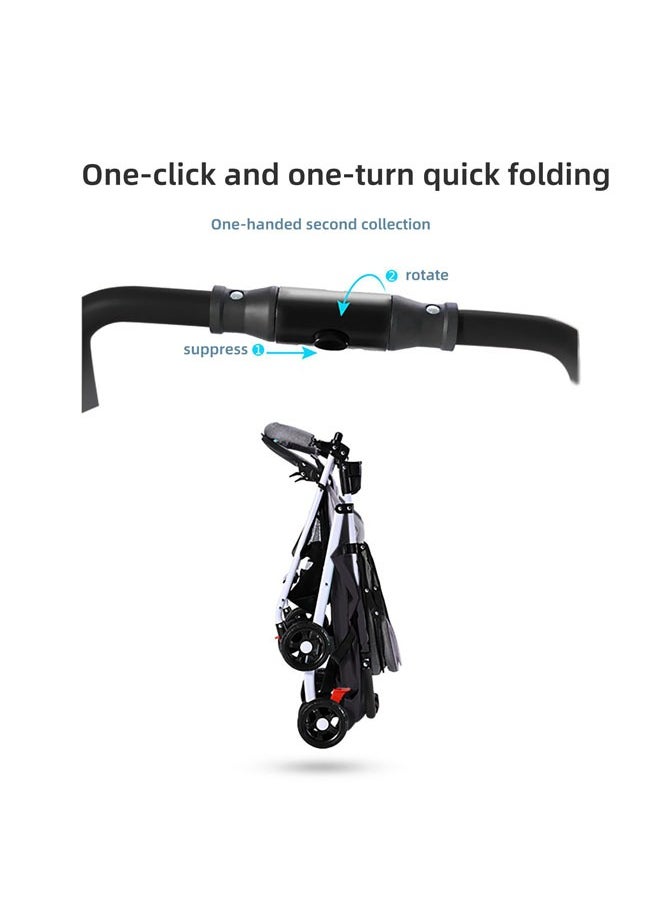 Denzoz Lightweight Stroller Foldable Baby Stroller with Waterproof Canopy Travel Stroller with Cup Holder and Storage Basket 0 to 36 Months Gray Toddler Stroller  - Image 5
