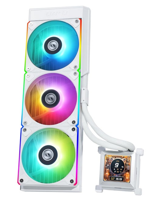 Hydroshift 360 AIO - Pre-Installed 3 x ARGB Fans - Side-Mounted Coolant Pathway - 2.88” LCD Screen - 480 × 480 Resolution - Captured Screenshots or Recorded Videos