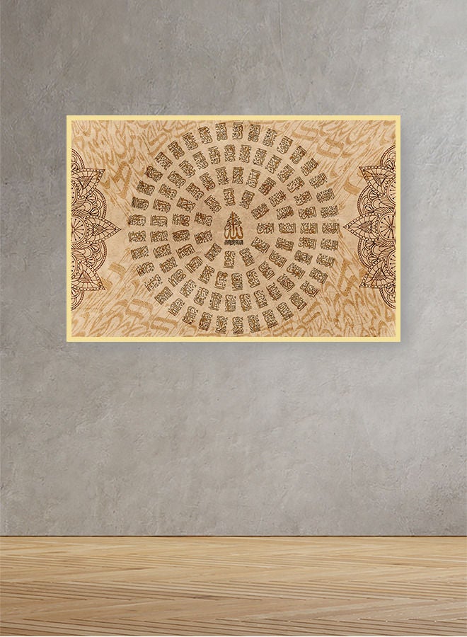 ماركتنا لوحة جدارية قماشية فنية لتزيين الحائط بتصميم إسلامي مع برواز ذهبي مجوف مقاس(120x80) قطعة واحدة - Image 1