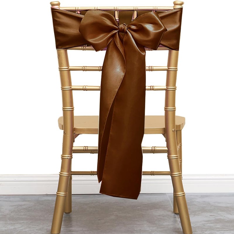 JFDYDM 50 Pack Satin Brown Chair Sashes Bows for Thanksgiving Halloween Autumn Wedding Birthday Party Deocrations  Brown Sashes for Chair Covers Folding Chairs Chiavari Chairs Decorations - Image 4