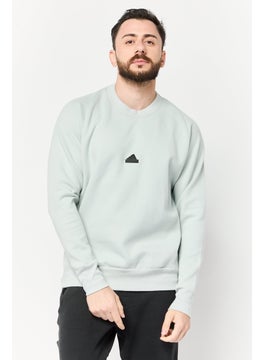 Adidas Men Sportswear Fit Long Sleeve Outdoor Sweatshirt, Light Grey  - Image 1