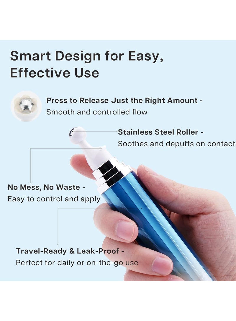 ATRJSZ Eye Serum for Dark Circles and Puffiness, 5% Caffeine 8% Retinol Under Eye Cream with Build-In 3D Roller Applicator, Hyaluronic Acid Peptide for Hydration Fine lines Wrinkles, 0.5 fl oz - Image 5