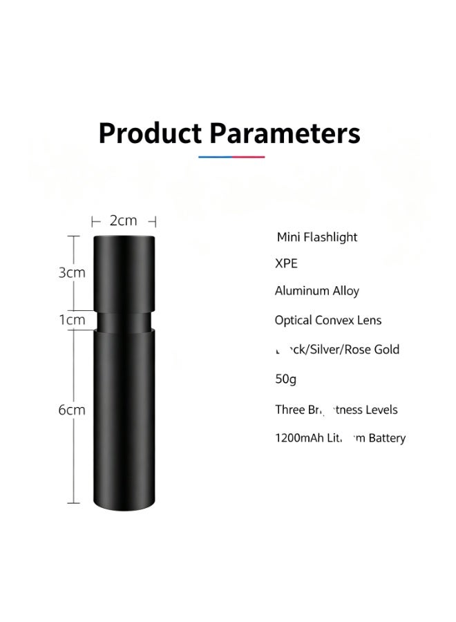 2 Mini High-Power Flashlight, Usb Rechargeable, Aluminum Alloy Flashlight, Super Bright Led Beads, Adjustable Focus, Long-Range Shooting, Convenient Flashlight - Image 3