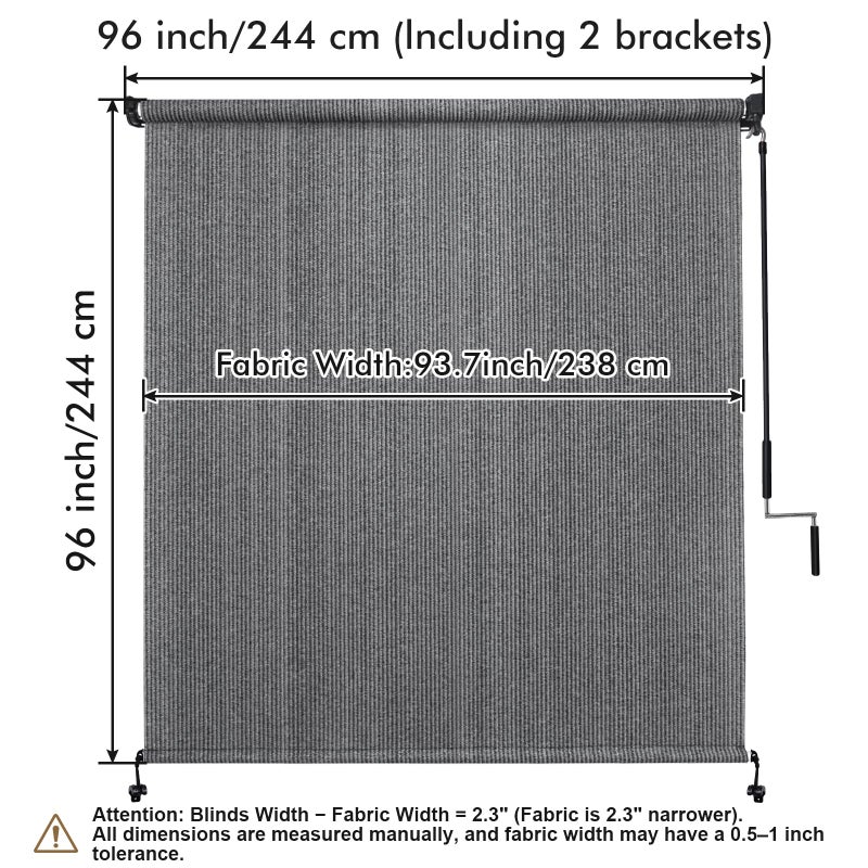 Artpuch Outdoor Roller Shade 8' W x 8' H, Gray Exterior Cordless Patio Shades Roll Up Blinds with Spliced Pole Design, (2 Poles, One-Piece Fabric) - Image 5