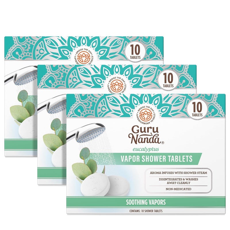 GuruNanda Eucalyptus Vapor Shower Tablets, Clean-Dissolving Aromatherapy Shower Steamers with Eucalyptus & Menthol, Promotes Relaxation, Ideal for Gifting, 30 Count - Image 1