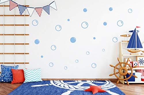 NaFurAhi 90 Large Soap Bubbles Wall Decals, Bathroom Decals, Wall Art, Vinyl Stivkers for Bathroom, Bedroom, Nursery Decor A35 (Light Blue) - Image 3