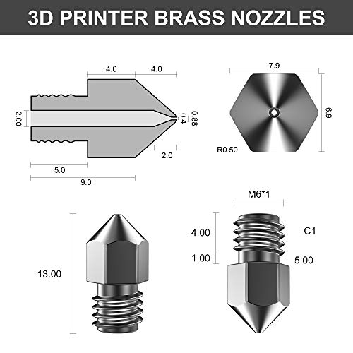 Dawnblade Tungsten Carbide 3D Printer MK8 Extruder Nozzle, High Temperature Printing, Super Wear Resistant, 0.4mm/1.75mm - Image 2