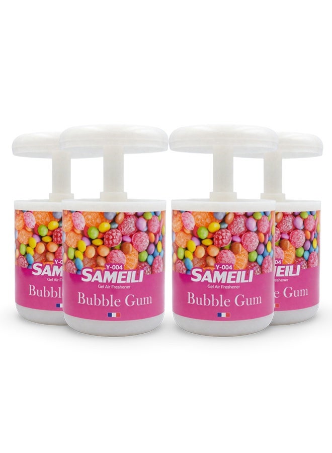 ساميلي مجموعة مكونة من 4 قطع من معطر الجو الجل SAMEILI (طراز Y-004) - برائحة العلكة | تحكم قابل للتعديل في شدة الرائحة (نظام السحب) | معطر جل يدوم طويلاً للسيارات (لوحة القيادة، حامل الأكواب)، المنزل والمكتب - Image 1