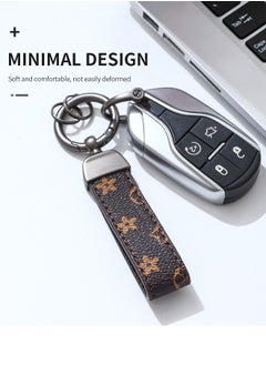 KeyAmor Elegant metal and leather keychain car keyholder Stylish car keychain with 3 key rings perfect as a  gift or car accessories  brown colour and comes in a  gift box.  - Image 3
