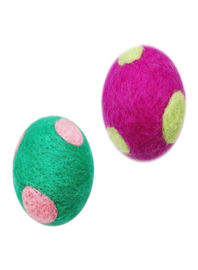 Cat Toy Wool Balls Handmade for Indoor Kittens Entertainment Chase Hunting Exercise Without Catnip (PurleGreen2pcs)