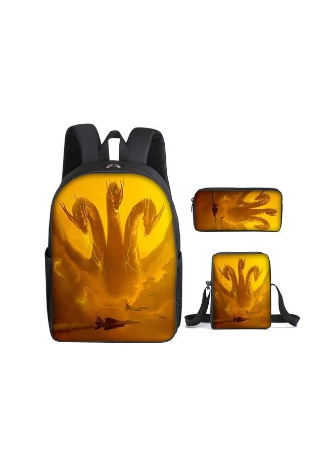 Godzilla New Godzilla Student Backpack Three-piece Set 29*16*42cm