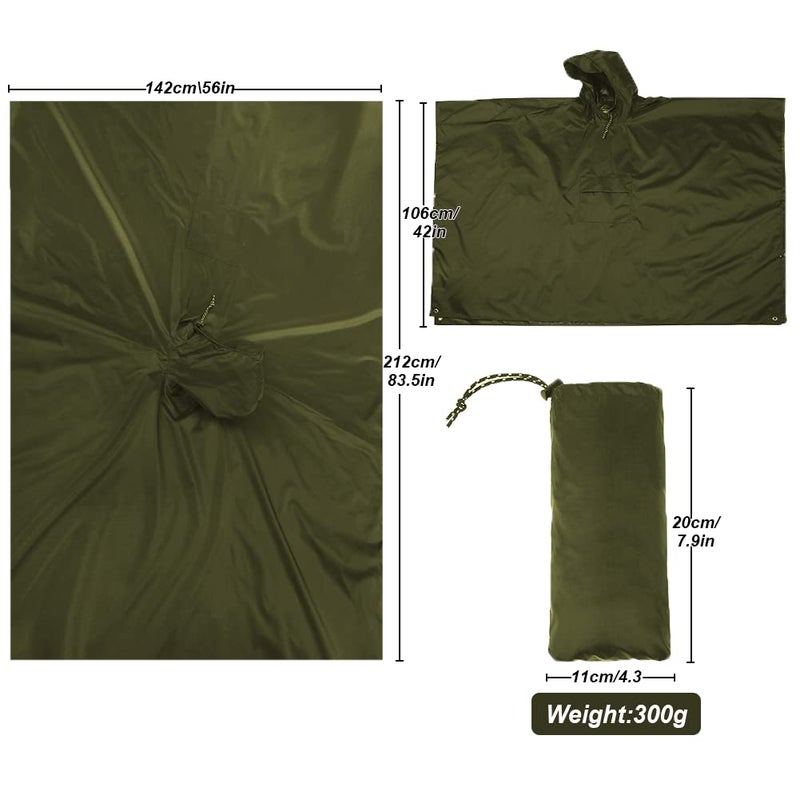 Hooded Rain Poncho with Pocket Waterproof Lightweight Reusable Unisex Raincoat for Hiking Camping Outdoor Work - Image 4