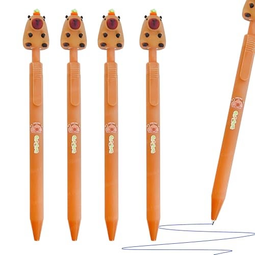 FunBlast Gel Pens for Writing, 5 Pcs Gel Pen & 1 Pcs Highlighter Pen, with Comfortable Grip for Smooth Writing, Kawaii Pens, Stationery for School & Office (Blue Ink) (Capybara) - Image 1