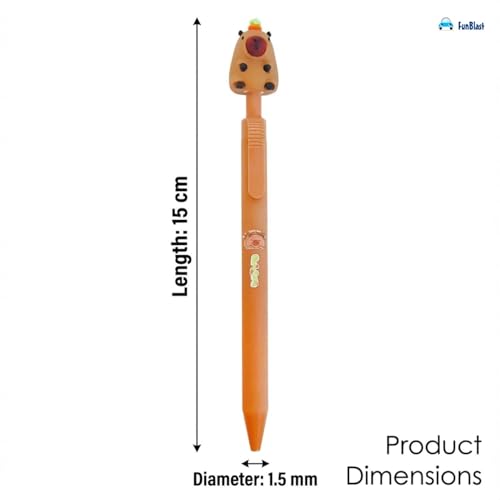 FunBlast Gel Pens for Writing, 5 Pcs Gel Pen & 1 Pcs Highlighter Pen, with Comfortable Grip for Smooth Writing, Kawaii Pens, Stationery for School & Office (Blue Ink) (Capybara) - Image 3