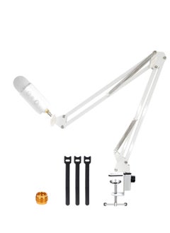 XiuWoo Microphone Stand, Heavy Duty Adjustable Microphone Stand with 3/8 to 5/8 inch Screw Adapter, Adjustable, without Microphone, White  - Image 1
