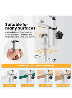 XiuWoo Microphone Stand, Heavy Duty Adjustable Microphone Stand with 3/8 to 5/8 inch Screw Adapter, Adjustable, without Microphone, White  - Image 4