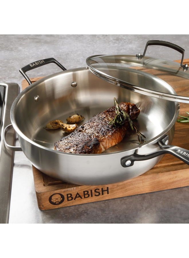 Babish 5-Qt Stainless Steel Sauté Pan with Lid – Heavy Duty Nonstick-Ready, Oven & Induction Safe, Everyday Kitchen Cookware - Image 4