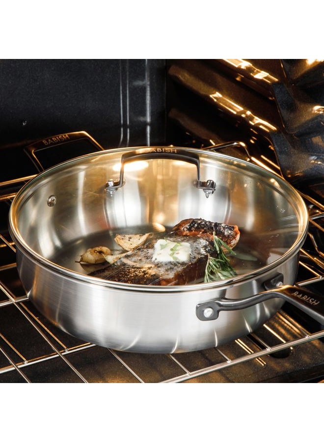 Babish 5-Qt Stainless Steel Sauté Pan with Lid – Heavy Duty Nonstick-Ready, Oven & Induction Safe, Everyday Kitchen Cookware - Image 2