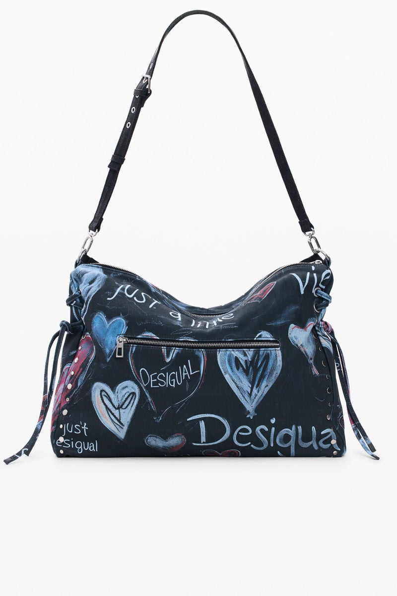 DESIGUAL Large-format shoulder bag in denim - Image 4