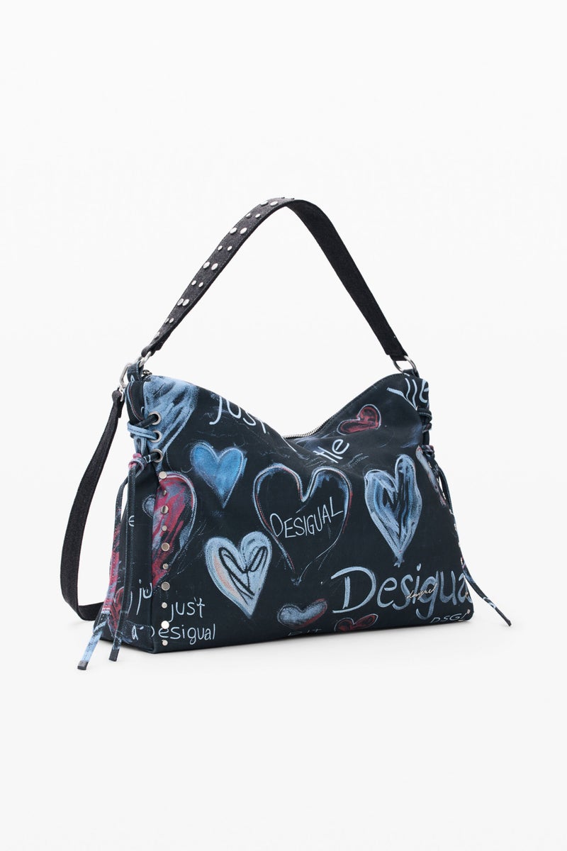 DESIGUAL Large-format shoulder bag in denim - Image 3