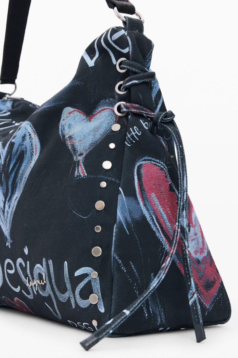 DESIGUAL Large-format shoulder bag in denim - Image 5