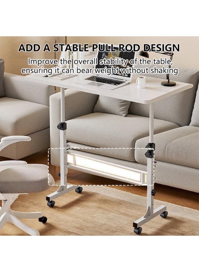 Portable Standing Desk, Adjustable Height 27.5"-43.3", Small Rolling Desk with Lockable Wheels, Foldable Computer Desk for Home Office, Space-Saving Laptop Table, White - Image 3