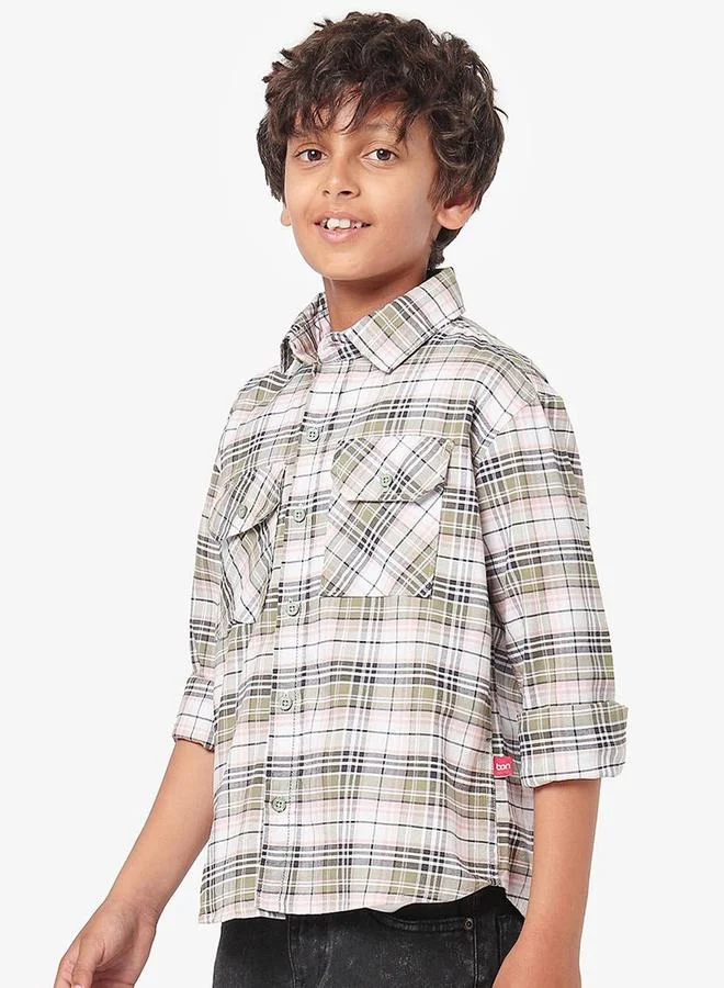 Bonkids Boy's Pink 100% Cotton Printed Regular Fit Shirt