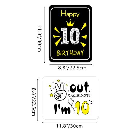 WERNNSAI 10th Birthday Party Decorations 9PCS Wall Funny Signs for Teenagers 10 Years Old Party Decor 10th Party Garden Yard Signs Door Wall Windows Picture Props Yellow Caution Logo for Boy Girl - Image 3