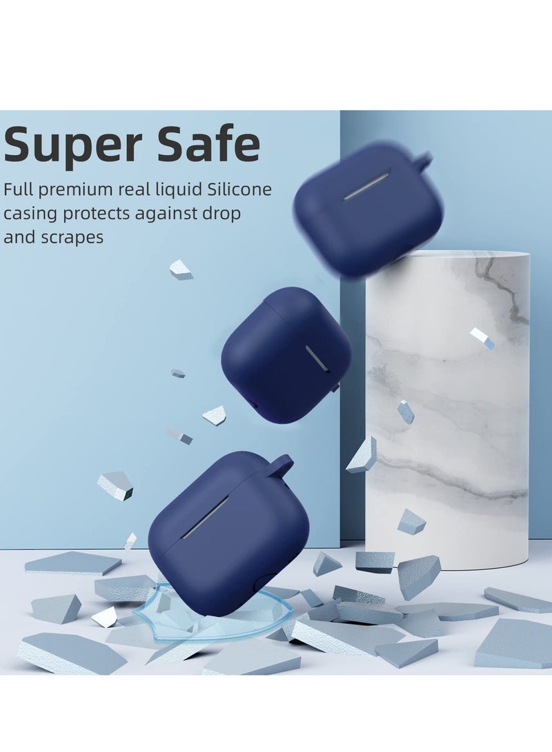 AirPods Pro 2 2nd Case Cover and AirPods Pro Case for Women and Men, Soft Silicone Protective Case for Airpods Pro 2nd Generation 2022 and AirPods Pro 1st 2019 with Keychain Front LED Visible Dark Blue  - Image 3